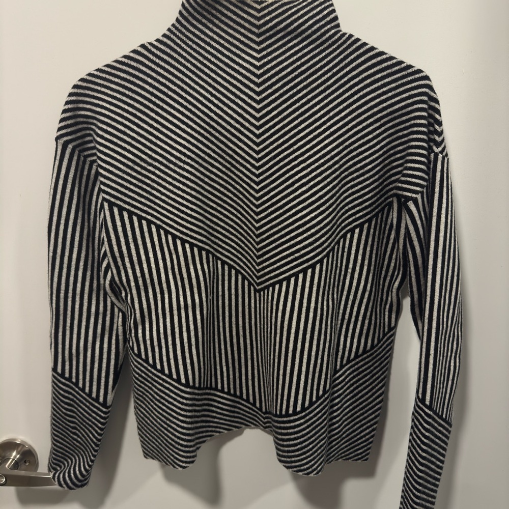 Striped Black and White Turtleneck Sweater